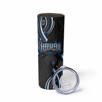 Traditional Art Hawaiian Kakau Tattoos Skinny Tumbler Blue Color - Polynesian Pride