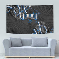 Traditional Art Hawaiian Kakau Tattoos Tapestry Blue Color - Polynesian Pride