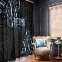 Traditional Art Hawaiian Kakau Tattoos Window Curtain Blue Color - Polynesian Pride