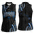 Traditional Art Hawaiian Kakau Tattoos Women Sleeveless Polo Shirt Blue Color - Polynesian Pride