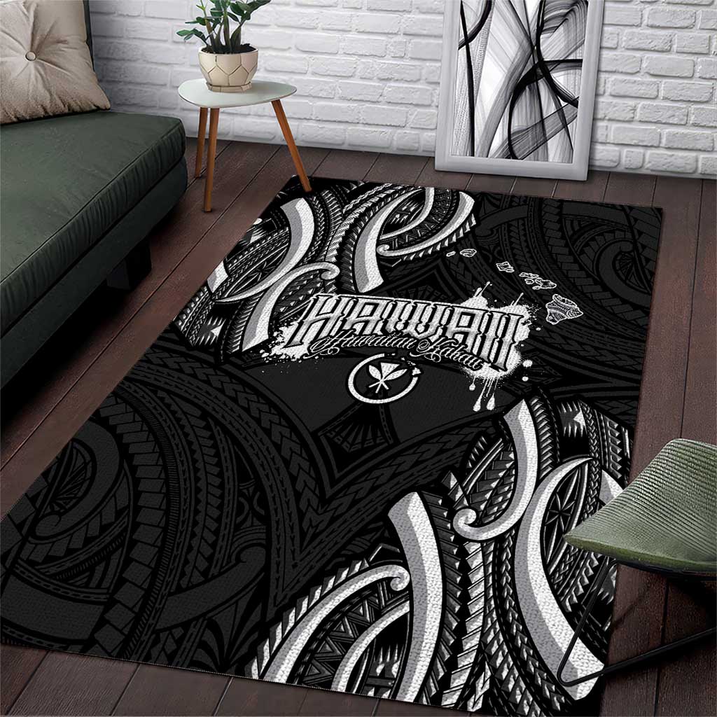 Traditional Art Hawaiian Kakau Tattoos Area Rug White - Polynesian Pride
