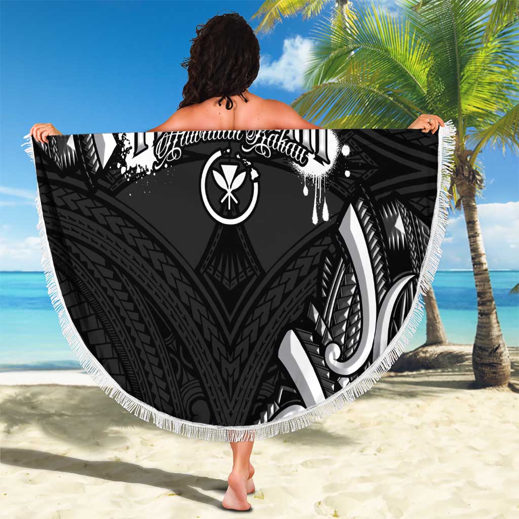 Traditional Art Hawaiian Kakau Tattoos Beach Blanket White - Polynesian Pride