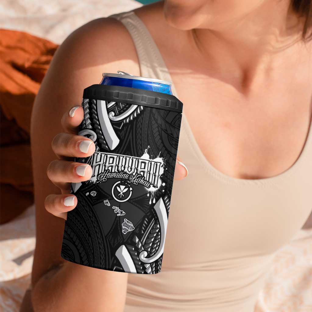 Traditional Art Hawaiian Kakau Tattoos 4 in 1 Can Cooler Tumbler White - Polynesian Pride