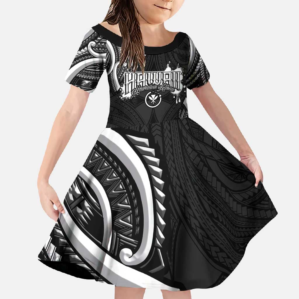 Traditional Art Hawaiian Kakau Tattoos Family Matching Long Sleeve Bodycon Dress and Hawaiian Shirt White - Polynesian Pride