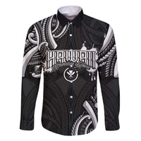 Traditional Art Hawaiian Kakau Tattoos Family Matching Off The Shoulder Long Sleeve Dress and Hawaiian Shirt White - Polynesian Pride