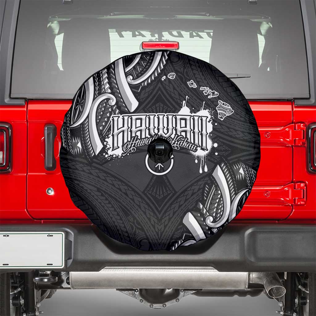 Traditional Art Hawaiian Kakau Tattoos Spare Tire Cover White - Polynesian Pride