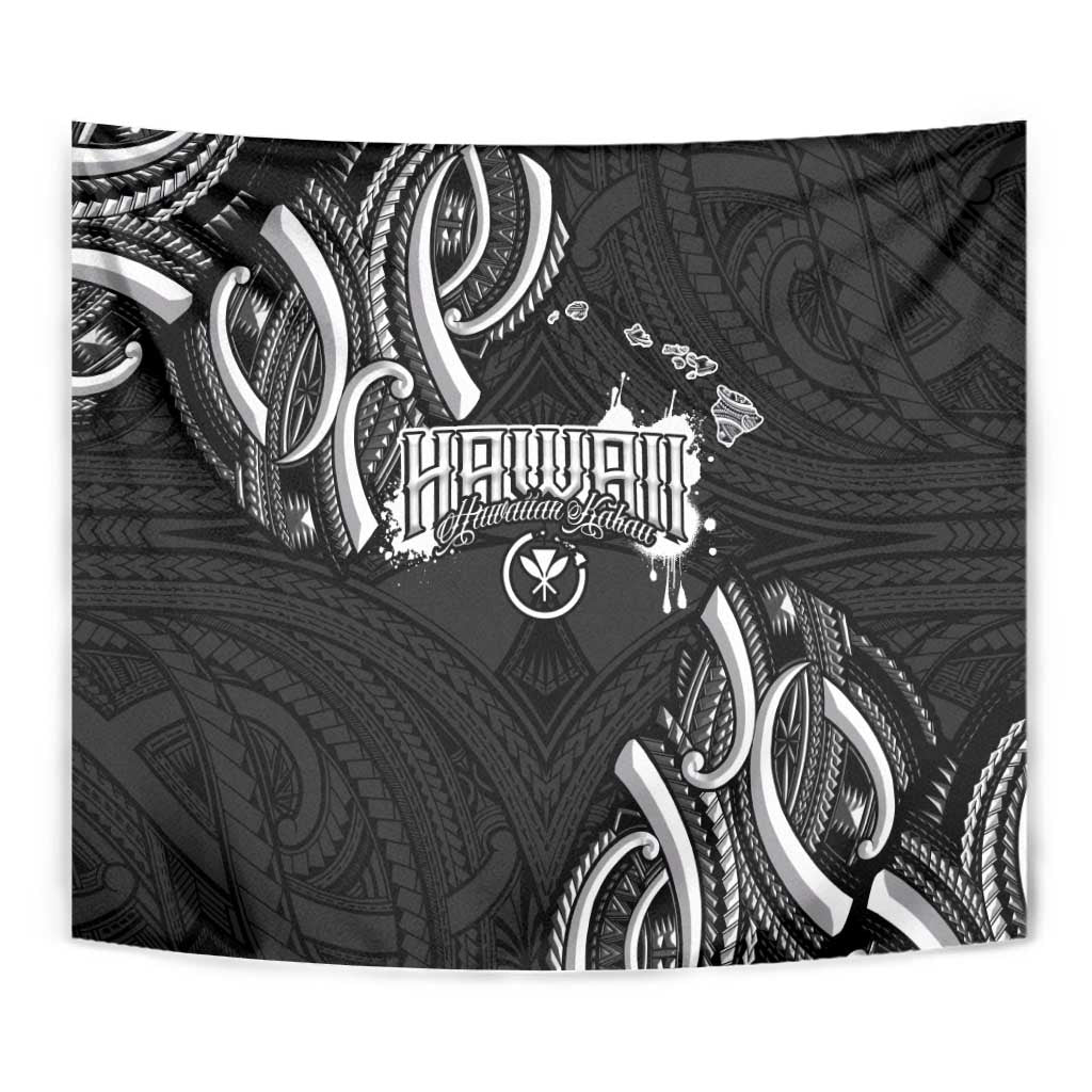 Traditional Art Hawaiian Kakau Tattoos Tapestry White - Polynesian Pride