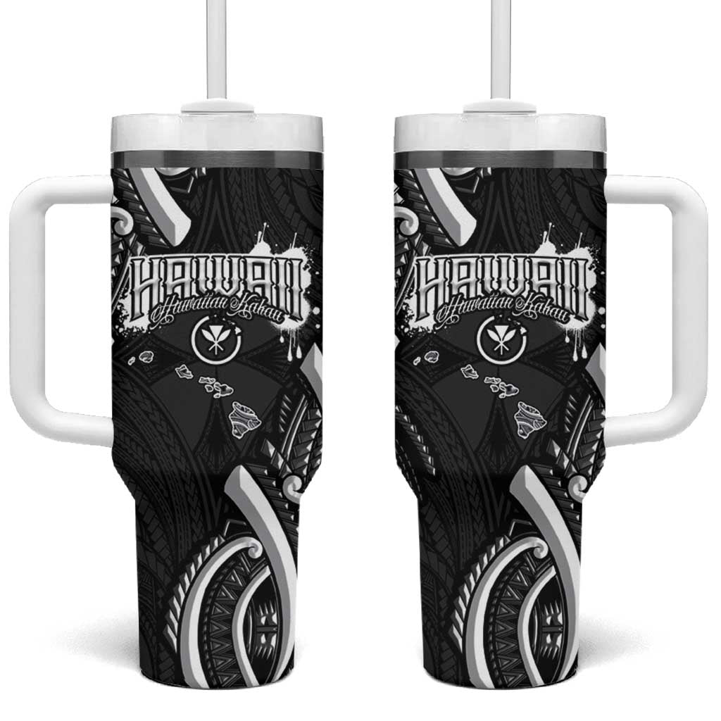 Traditional Art Hawaiian Kakau Tattoos Tumbler With Handle White - Polynesian Pride