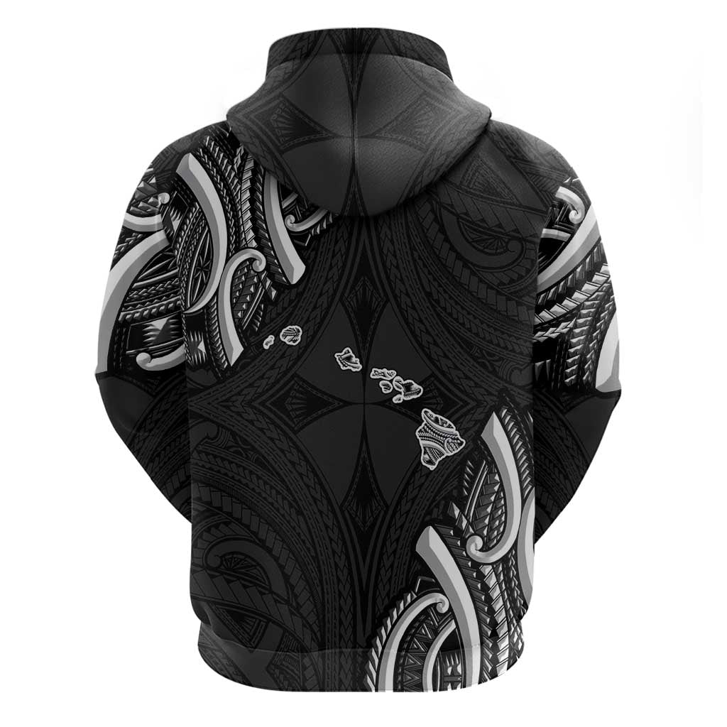 Traditional Art Hawaiian Kakau Tattoos Zip Hoodie White - Polynesian Pride