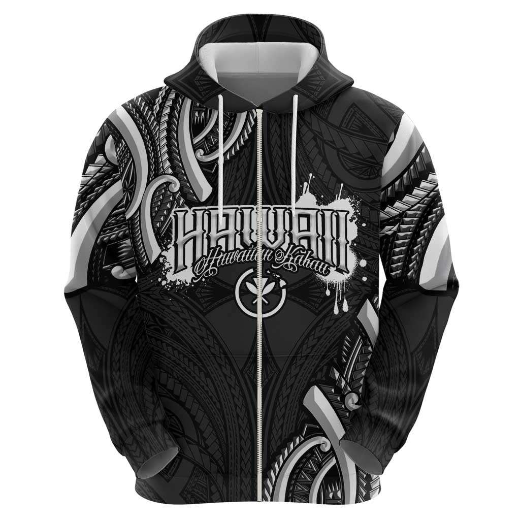 Traditional Art Hawaiian Kakau Tattoos Zip Hoodie White - Polynesian Pride