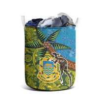 Tuvalu and Australia Together Laundry Basket Tapa Pattern and Aboriginal mix Culture