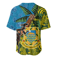 Tuvalu and Australia Together Baseball Jersey Tapa Pattern and Aboriginal mix Culture