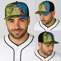 Tuvalu and Australia Together Baseball Net Cap Tapa Pattern and Aboriginal mix Culture
