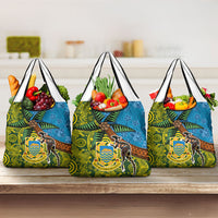 Tuvalu and Australia Together Grocery Bag Tapa Pattern and Aboriginal mix Culture