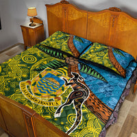 Tuvalu and Australia Together Quilt Bed Set Tapa Pattern and Aboriginal mix Culture
