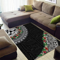 Fiji Hibiscus Area Rug Tapa Masi Motifs with Tropical Plants