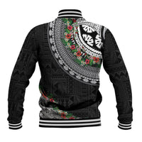 Fiji Hibiscus Baseball Jacket Tapa Masi Motifs with Tropical Plants