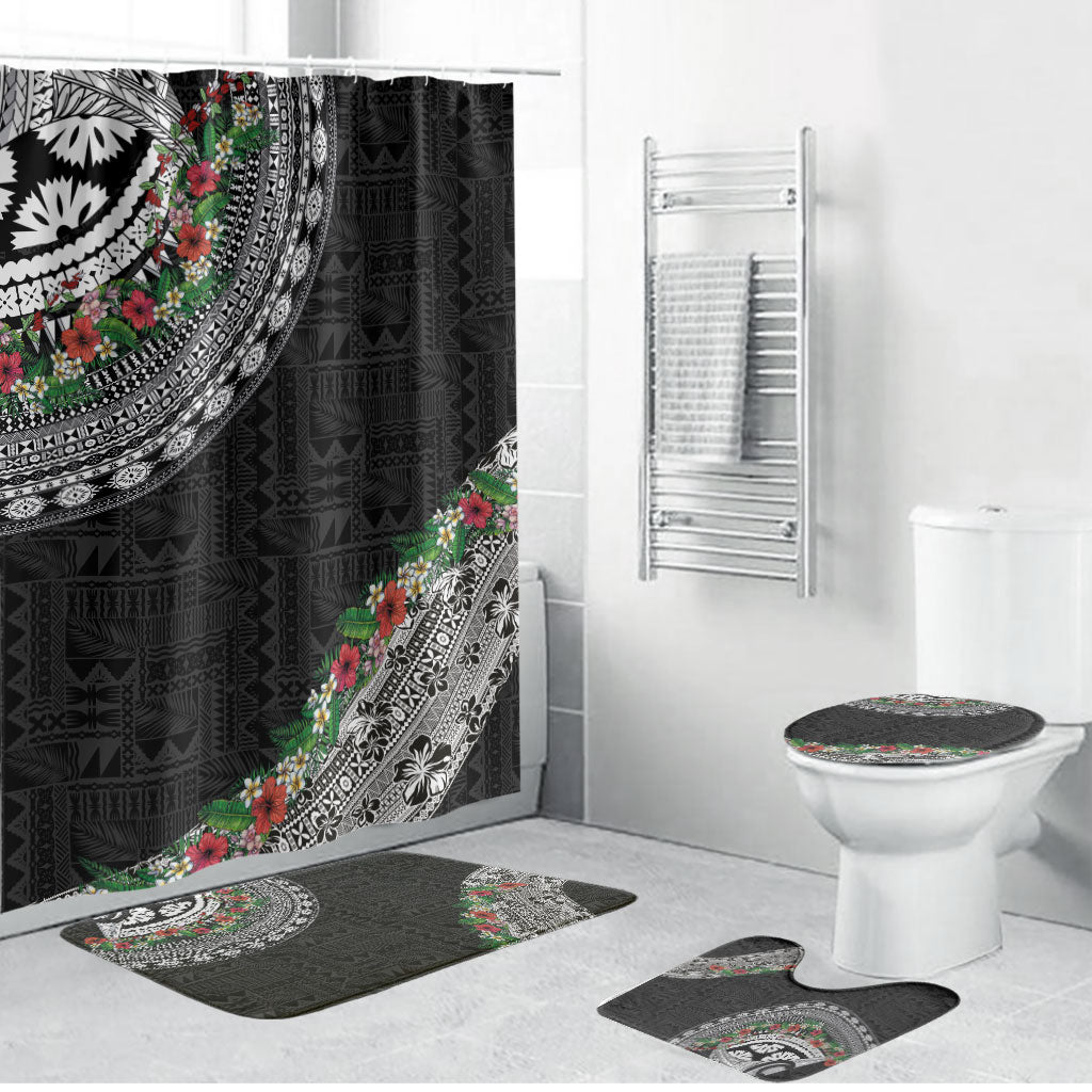 Fiji Hibiscus Bathroom Set Tapa Masi Motifs with Tropical Plants