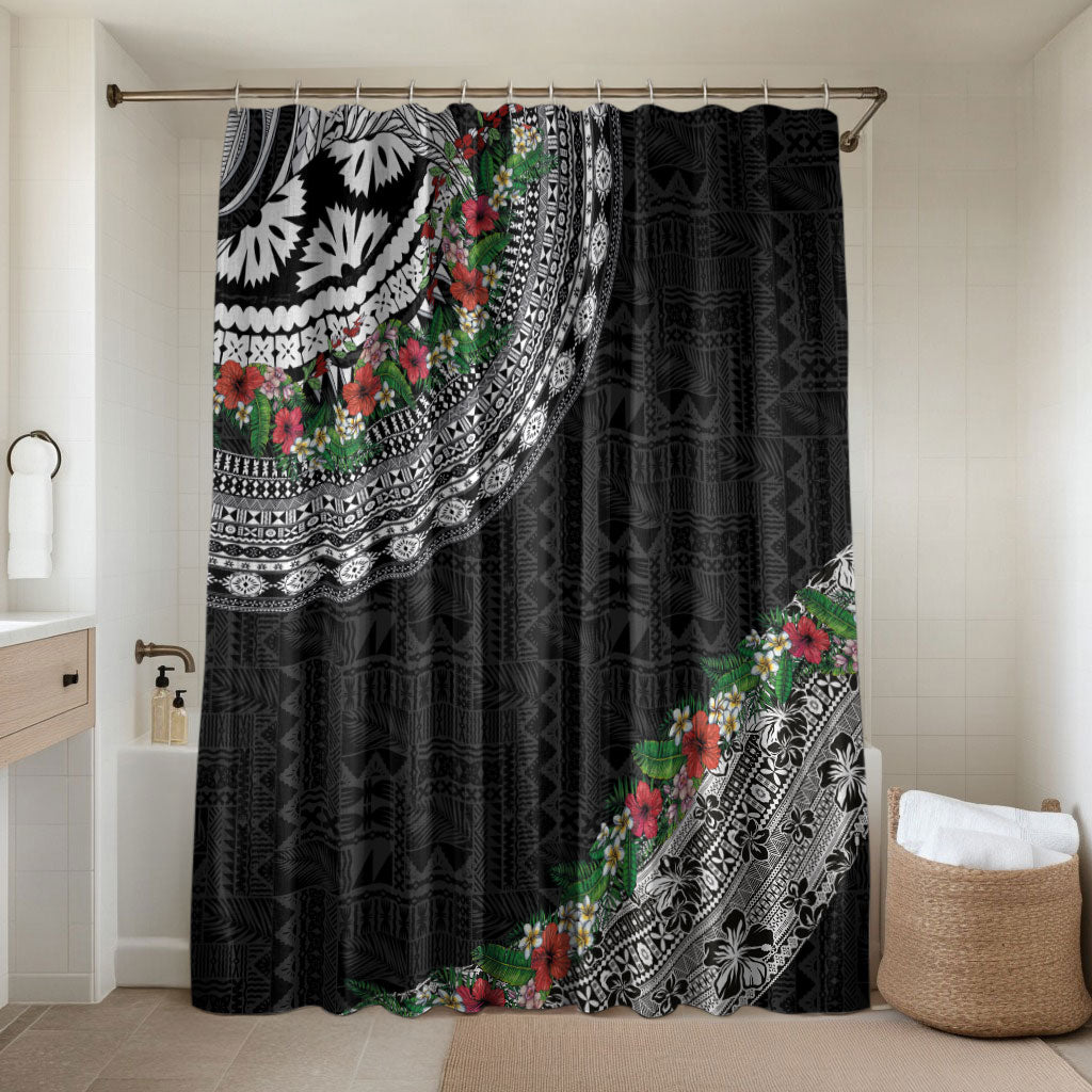 Fiji Hibiscus Bathroom Set Tapa Masi Motifs with Tropical Plants