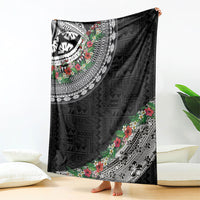 Fiji Hibiscus Blanket Tapa Masi Motifs with Tropical Plants