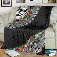 Fiji Hibiscus Blanket Tapa Masi Motifs with Tropical Plants