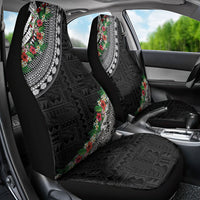 Fiji Hibiscus Car Seat Cover Tapa Masi Motifs with Tropical Plants