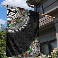 Fiji Hibiscus Garden Flag Tapa Masi Motifs with Tropical Plants