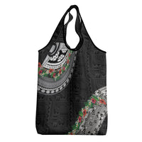 Fiji Hibiscus Grocery Bag Tapa Masi Motifs with Tropical Plants
