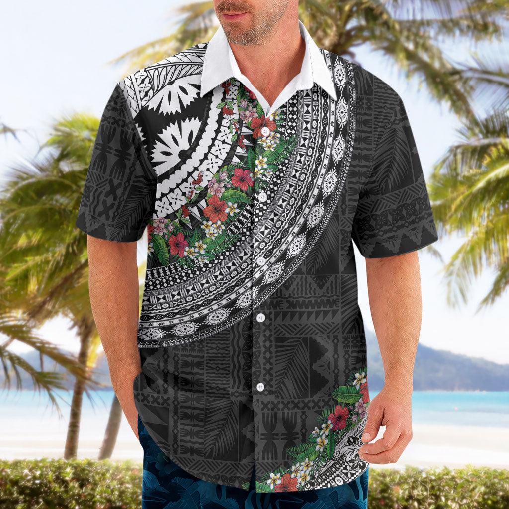 Fiji Hibiscus Hawaiian Shirt Tapa Masi Motifs with Tropical Plants