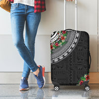 Fiji Hibiscus Luggage Cover Tapa Masi Motifs with Tropical Plants