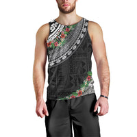 Fiji Hibiscus Men Tank Top Tapa Masi Motifs with Tropical Plants