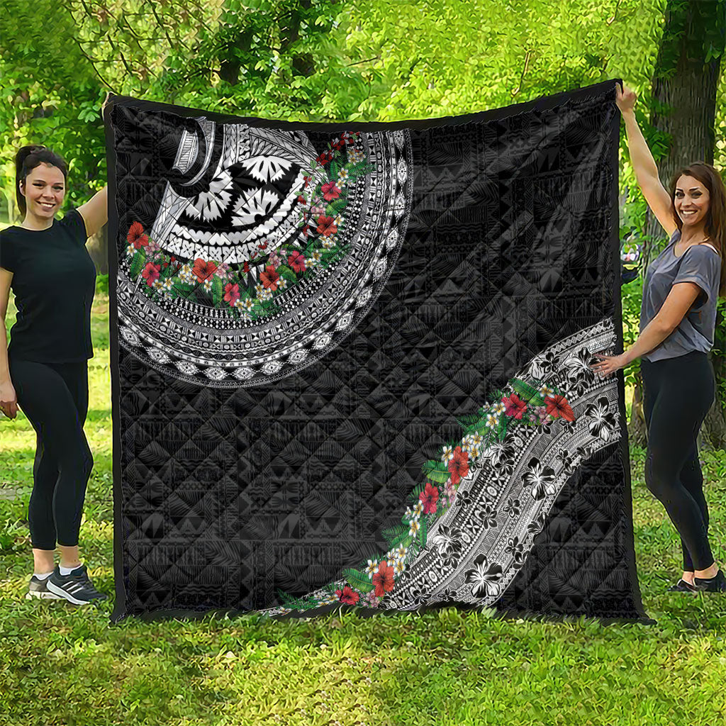 Fiji Hibiscus Quilt Tapa Masi Motifs with Tropical Plants
