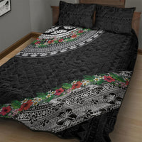 Fiji Hibiscus Quilt Bed Set Tapa Masi Motifs with Tropical Plants