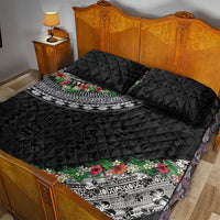 Fiji Hibiscus Quilt Bed Set Tapa Masi Motifs with Tropical Plants
