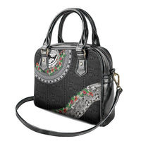 Fiji Hibiscus Shoulder Handbag Tapa Masi Motifs with Tropical Plants