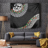 Fiji Hibiscus Tapestry Tapa Masi Motifs with Tropical Plants
