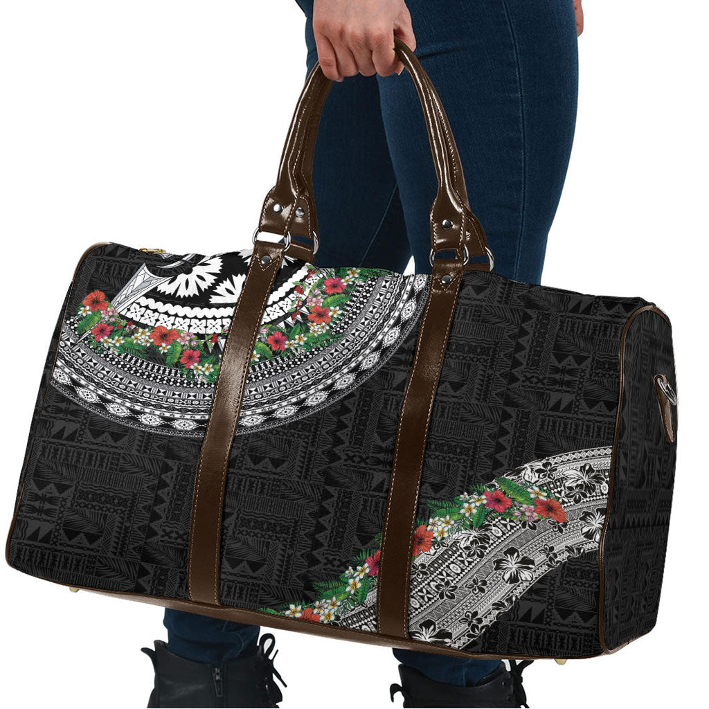 Fiji Hibiscus Travel Bag Tapa Masi Motifs with Tropical Plants