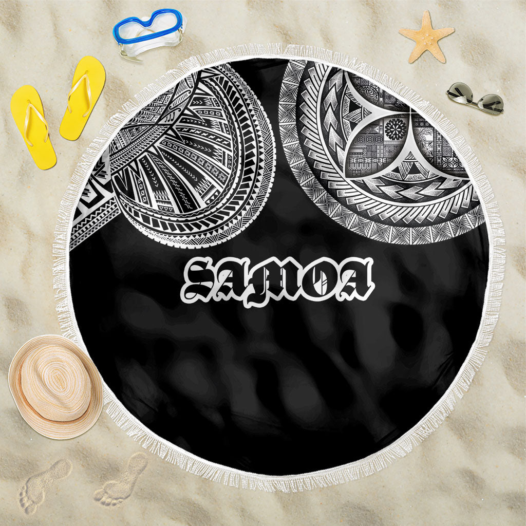 Samoa Traditional Tattoo Beach Blanket Tribal Tatau Pattern LT03 One Size 150cm Black - Polynesian Pride