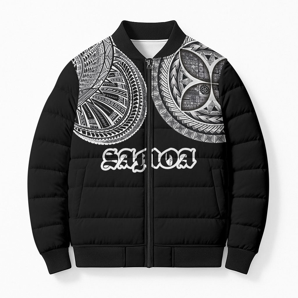 Samoa Traditional Tattoo Bomber Puffer Jacket Tribal Tatau Pattern