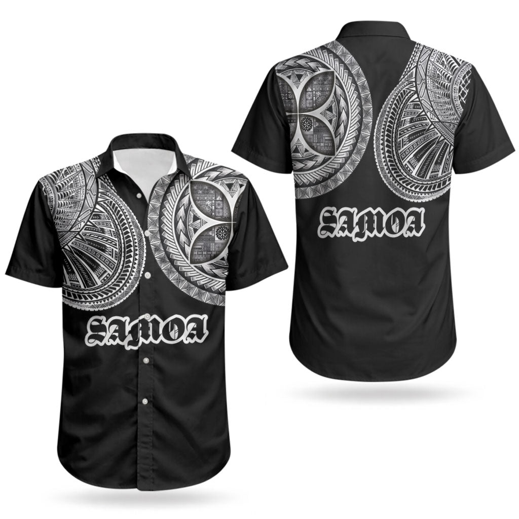 Samoa Traditional Tattoo Couples Matching Long Sleeve Bodycon Dress and Hawaiian Shirt Tribal Tatau Pattern LT03 - Polynesian Pride