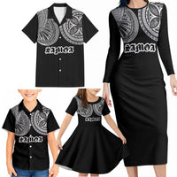 Samoa Traditional Tattoo Family Matching Long Sleeve Bodycon Dress and Hawaiian Shirt Tribal Tatau Pattern LT03 - Polynesian Pride