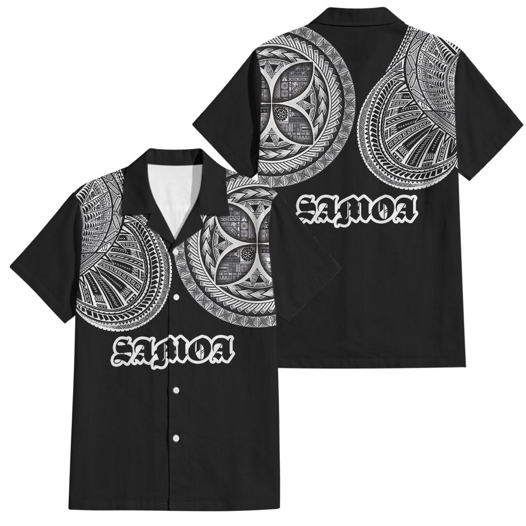Samoa Traditional Tattoo Family Matching Off Shoulder Maxi Dress and Hawaiian Shirt Tribal Tatau Pattern