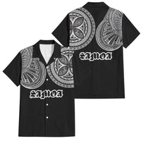 Samoa Traditional Tattoo Family Matching Short Sleeve Bodycon Dress and Hawaiian Shirt Tribal Tatau Pattern LT03 Dad's Shirt - Short Sleeve Black - Polynesian Pride
