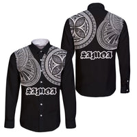 Samoa Traditional Tattoo Family Matching Summer Maxi Dress and Hawaiian Shirt Tribal Tatau Pattern LT03 Dad's Shirt - Long Sleeve Black - Polynesian Pride