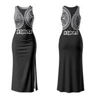 Samoa Traditional Tattoo Family Matching Tank Maxi Dress and Hawaiian Shirt Tribal Tatau Pattern LT03 Mom's Dress Black - Polynesian Pride