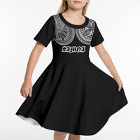Samoa Traditional Tattoo Kid Short Sleeve Dress Tribal Tatau Pattern