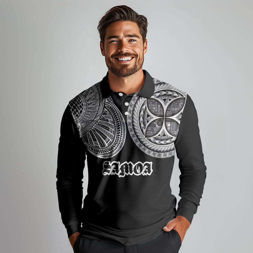 Samoa Traditional Tattoo Long Sleeve Polo Shirt Tribal Tatau Pattern