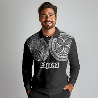 Samoa Traditional Tattoo Long Sleeve Polo Shirt Tribal Tatau Pattern