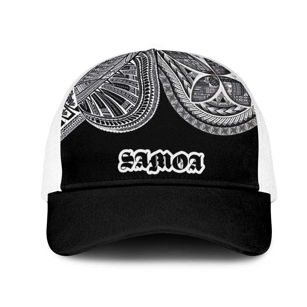 Samoa Traditional Tattoo Mesh Trucker Cap Tribal Tatau Pattern LT03 One Size White Black - Polynesian Pride