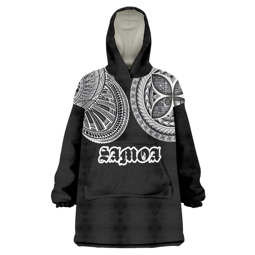 Samoa Traditional Tattoo Wearable Blanket Hoodie Tribal Tatau Pattern
